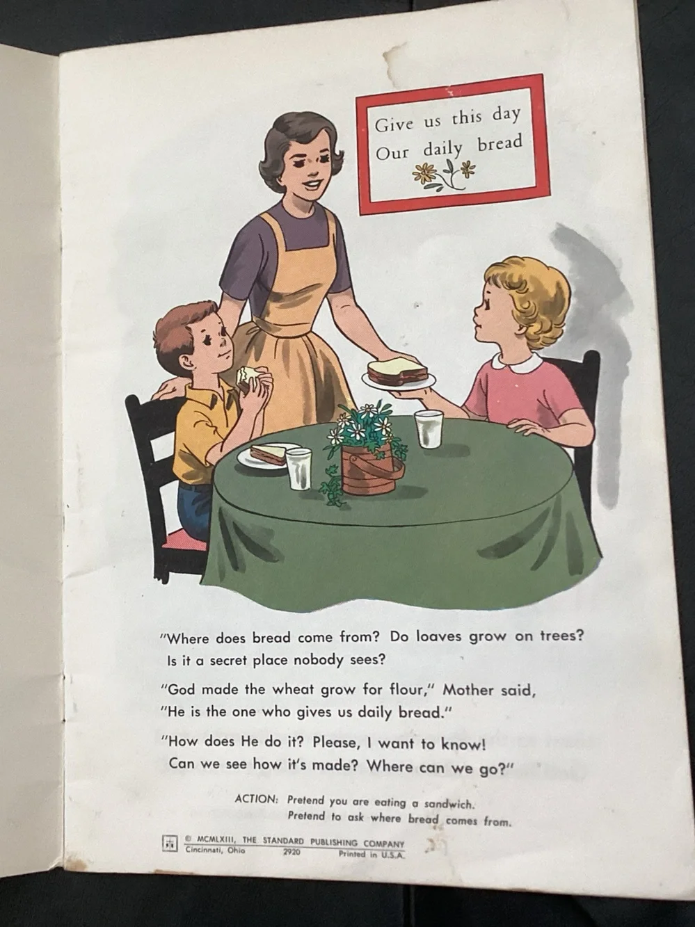 Vtg. 1963 Children’s Christian Book Titled HOW GOD GIVES US BREAD a Picture book